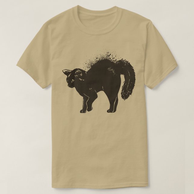 T-shirt Chat noir Halloween vintage (Design devant)