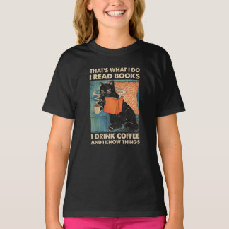T-shirt Chat Noir J'Ai Lu Des Livres Je Bois Du Café Et Je