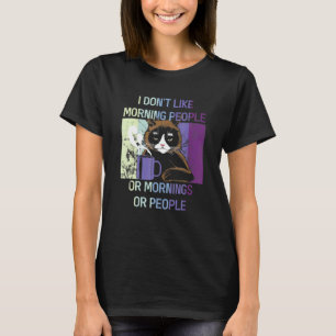 T-shirt Chat Noir Je déteste les matins et les gens Introv