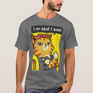 T-shirt chat noir Je fais ce que je veux avec mon chat drô