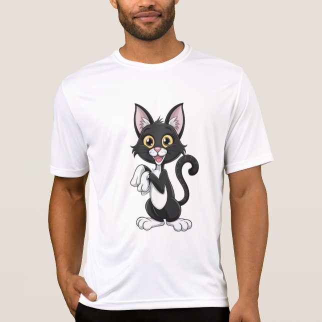 T-shirt Chat noir jouant avec yeux jaune vif (Devant)