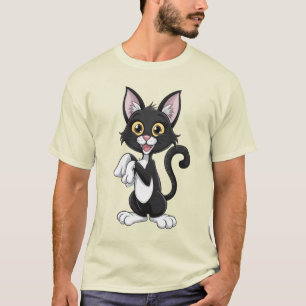 T-shirt Chat noir jouant avec yeux jaune vif