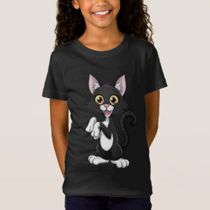 T-Shirt Chat noir jouant avec yeux jaune vif