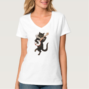 T-shirt Chat noir jouant du banjo