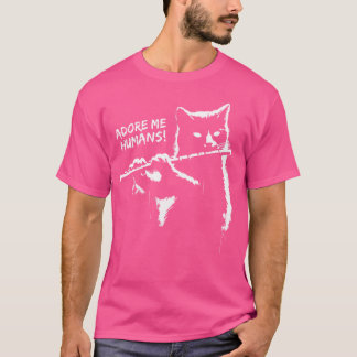 T-shirt Chat noir Jouer Flute - Drôle Chat Graphique Chat
