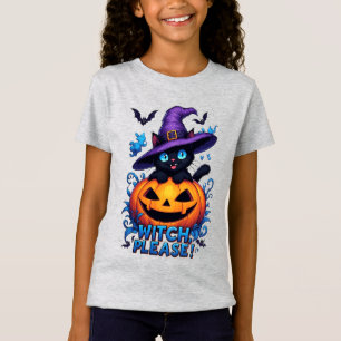 T-Shirt Chat noir joueur avec un chapeau de sorcière