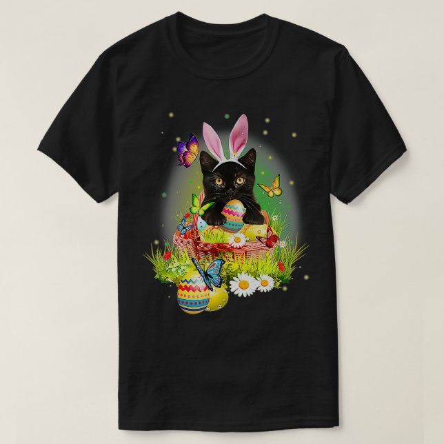 T-shirt Chat noir Jour de Pâques Oeufs de lapin Costume Me (Design devant)