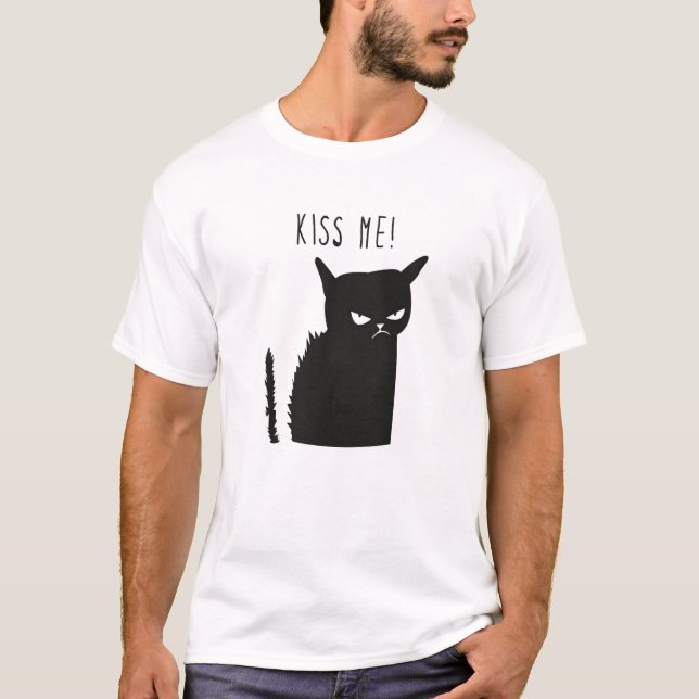T-shirt Chat noir Kiss Me (Devant)