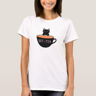 T-SHIRT CHAT NOIR KIT-THÉ