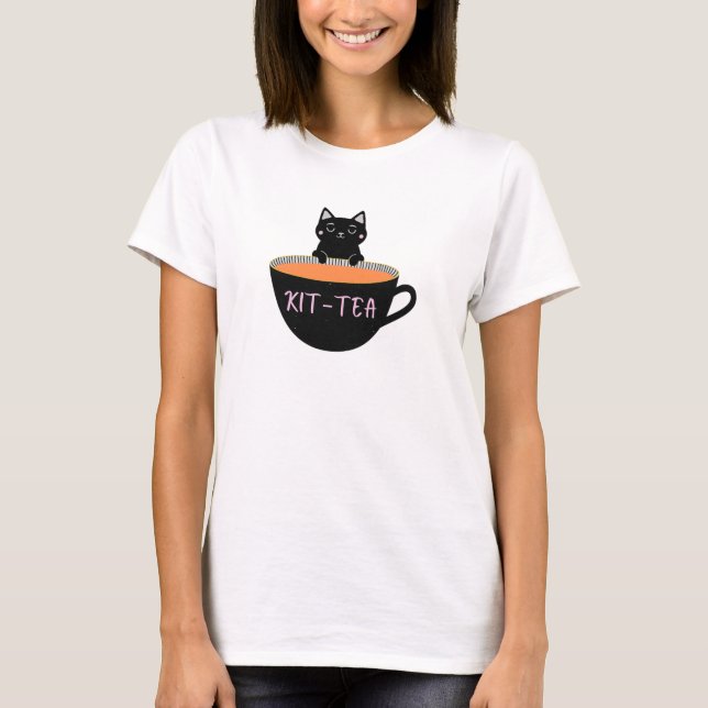 T-SHIRT CHAT NOIR KIT-THÉ (Devant)