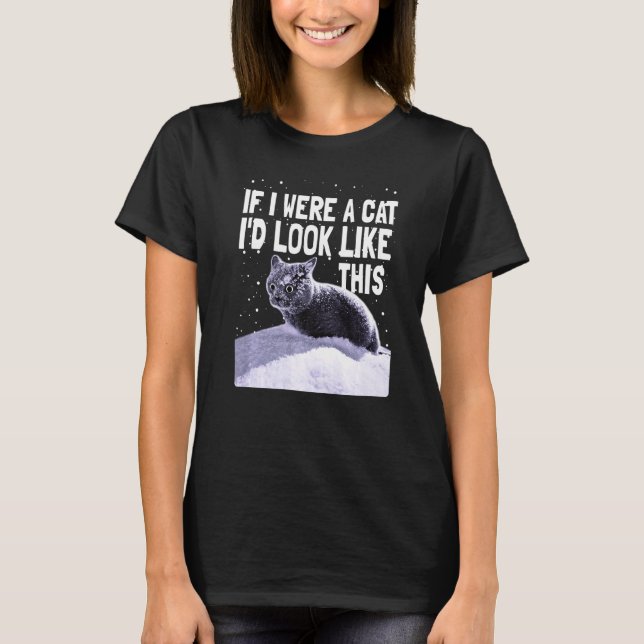 T-shirt Chat Noir  Kitty folle  Si j'étais un chat  Chat (Devant)