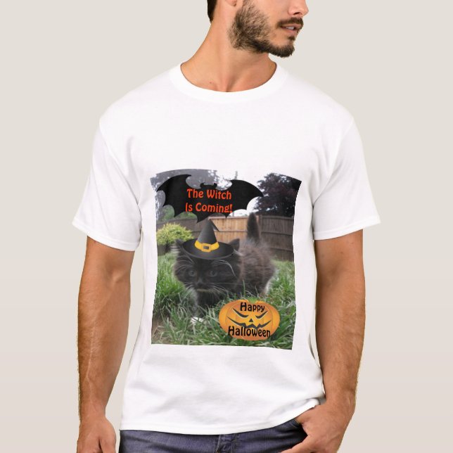 T-Shirt Chat Noir La Sorcière Arrive (Devant)