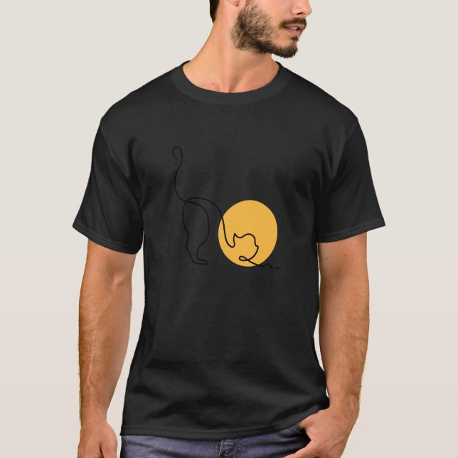 T-shirt Chat noir ligne drôle (Devant)