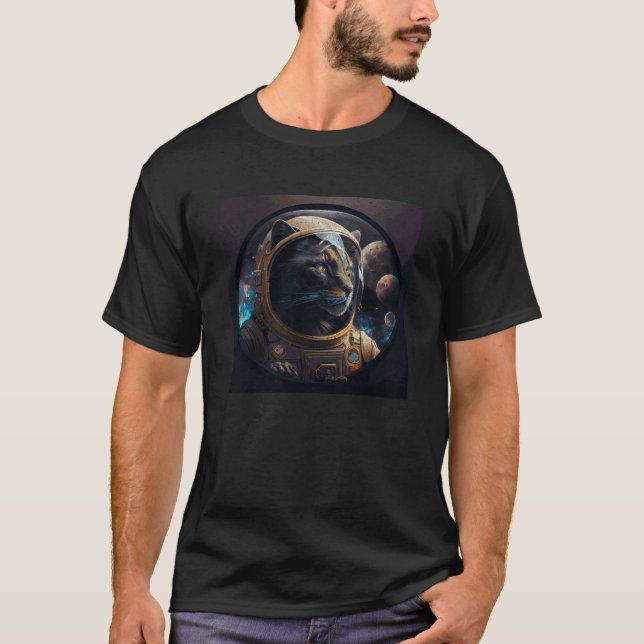 T-shirt Chat Noir Lion Espace (Devant)