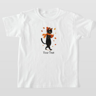 T-shirt Chat Noir Lisant un Livre Cadeau Automnal Cosy