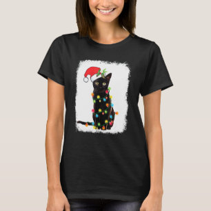 T-shirt Chat Noir Lumière de Noël Chat de Noël