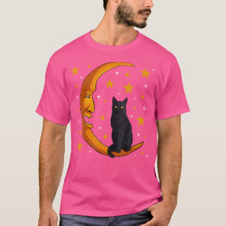 T-shirt Chat Noir Lune Kitten Lover Drôle Crescent Animaux