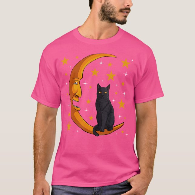 T-shirt Chat Noir Lune Kitten Lover Drôle Crescent Animaux (Devant)