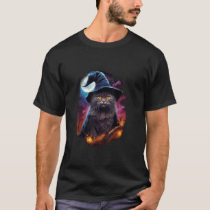 T-shirt Chat Noir Magicien Halloween Sorcière Mystique Cha