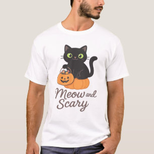T-shirt Chat Noir Malicieux avec des Yeux Verts Brillants