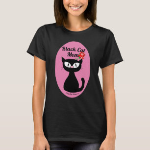 T-shirt Chat noir Maman mignonne Carton noir Chat avec Ros