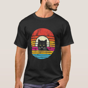 T-shirt Chat noir maman papa minou rétro en détresse Couch