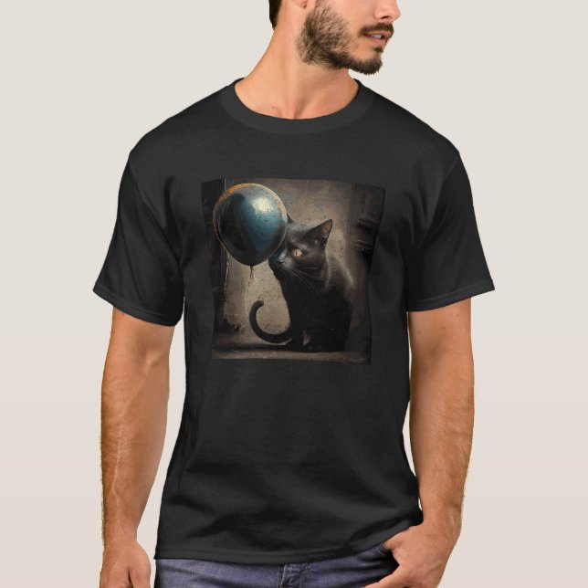 T-shirt Chat Noir Mange Ballon (Devant)