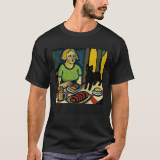 T-shirt Chat noir mange hot dogs