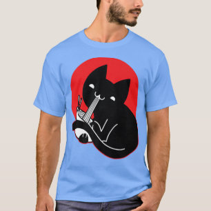 T-shirt Chat Noir Manger Ramen Noodle Kawaii Vêtements Ani