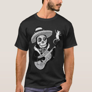 T-shirt Chat noir mexicain espagnol Mexique Crâne de sucre