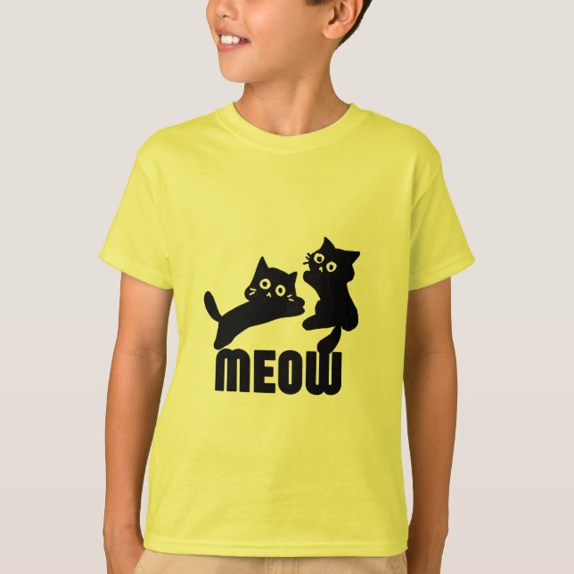 T-shirt chat noir, miaou (Devant)
