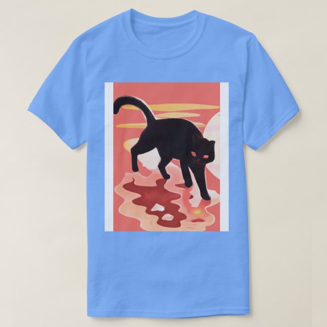 T-shirt Chat noir mignon (Design devant)