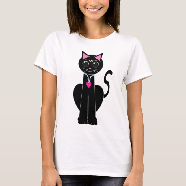 T-shirt Chat noir mignon (Devant)