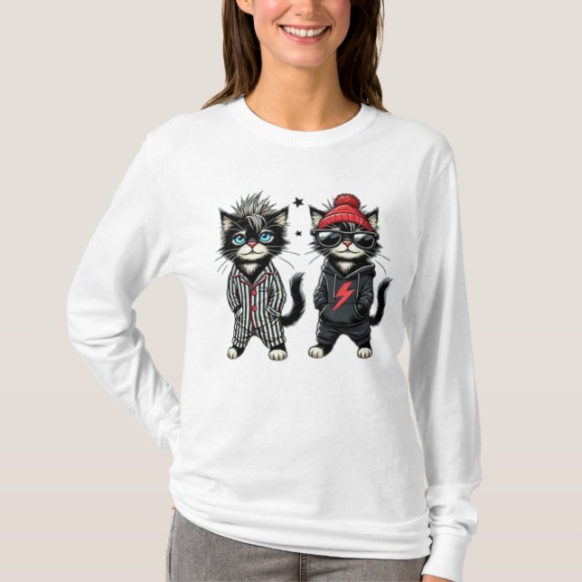 T-shirt Chat noir mignon (Devant)