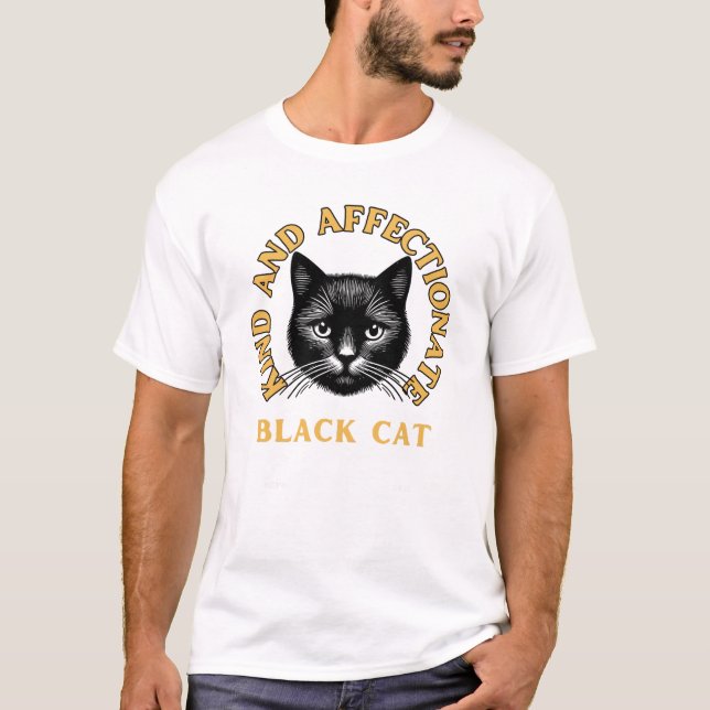 T-shirt Chat noir mignon et doux | Conception artistique (Devant)
