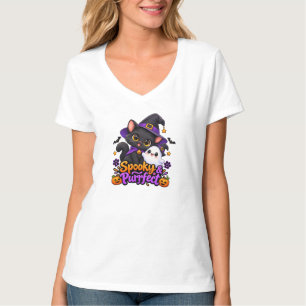 T-shirt Chat noir mignon et effrayant pour Halloween en co