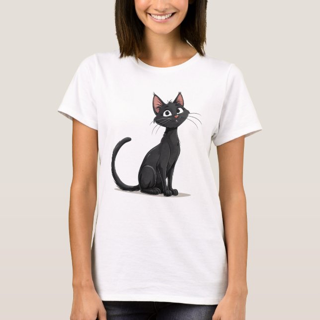 T-shirt Chat noir mignon exprimant l'amitié (Devant)