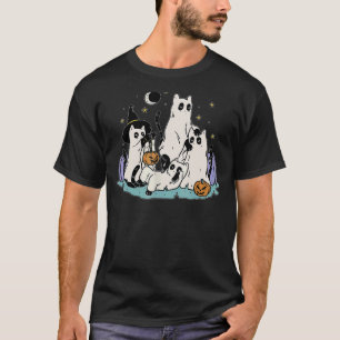 T-shirt Chat noir mignon Fantôme Citrouille sorcière magiq