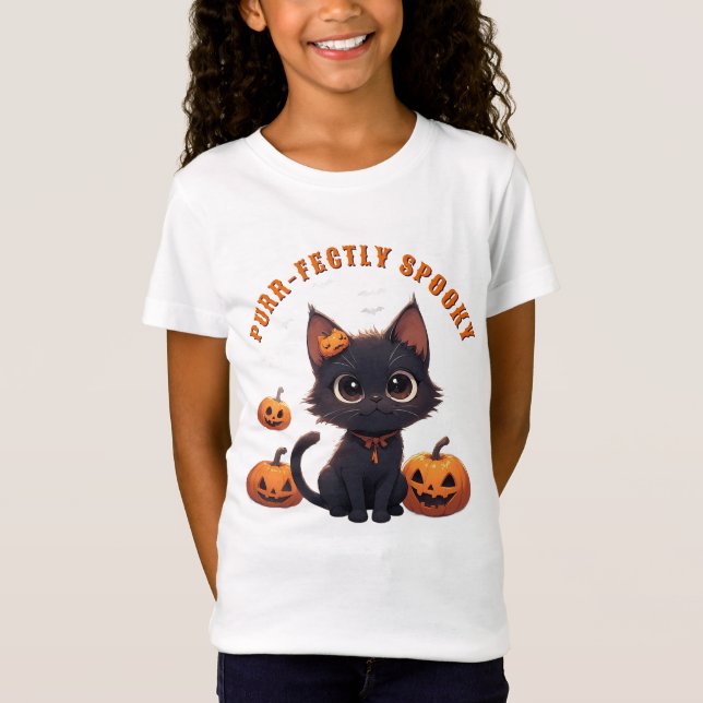 T-Shirt Chat noir mignon Halloween kawaii 🎃 (Devant)