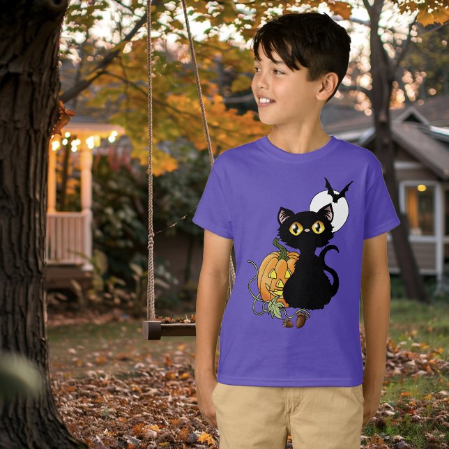 T-shirt Chat noir mignon violet effrayant Halloween Citrou (Créateur téléchargé)