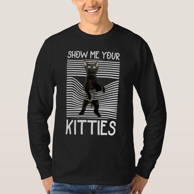 T-shirt Chat Noir Mignonne Pour Hommes Femmes Montrez-Moi  (Devant)