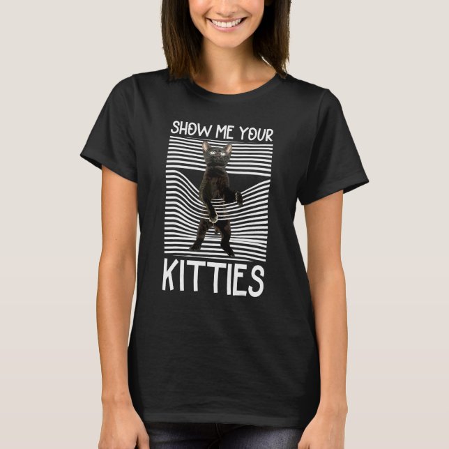 T-shirt Chat Noir Mignonne Pour Hommes Femmes Montrez-Moi  (Devant)