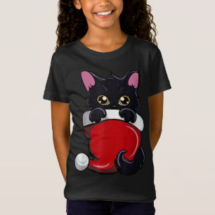 T-Shirt Chat Noir Mignonne Santa Chapeau Souhaitant Une Me
