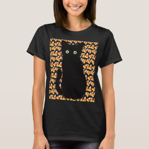 T-shirt Chat noir, motif de maïs, Halloween amusant