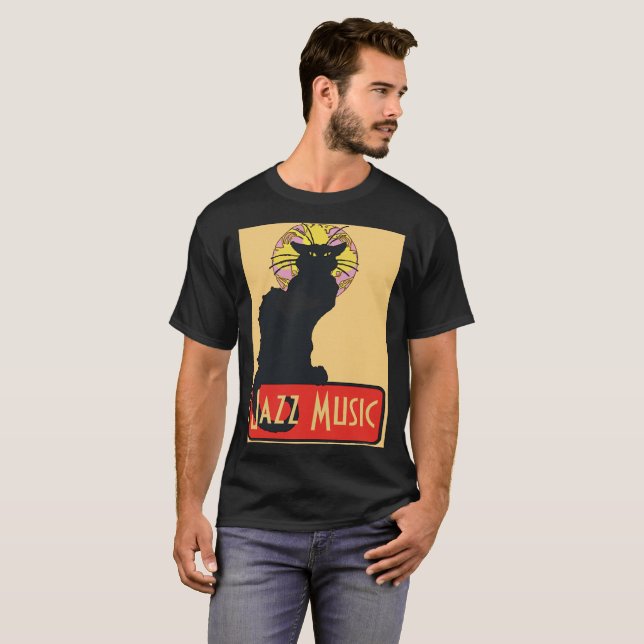 T-shirt Chat Noir, Musique Jazz (Devant entier)