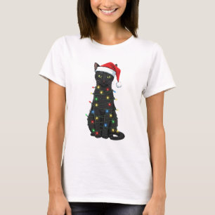 T-shirt Chat noir Noël Amant du Père Noël