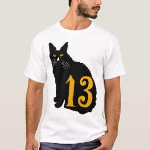 T-shirt chat noir numero old school tattoo 13