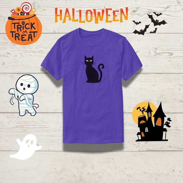 T-shirt Chat noir orangé élégant Halloween (Créateur téléchargé)
