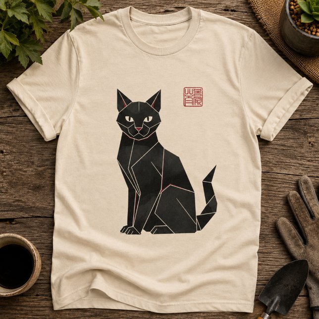T-shirt Chat noir origami  (Créateur téléchargé)