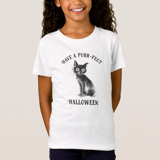 T-Shirt Chat Noir Parfait Halloween (Devant)